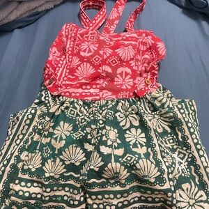 Red and Green Patterned Free people Romper NWT